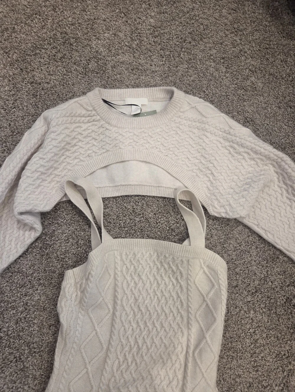 H&M 2 Piece Cable Knit Ivory Sweater Dress - Picture 2 of 4